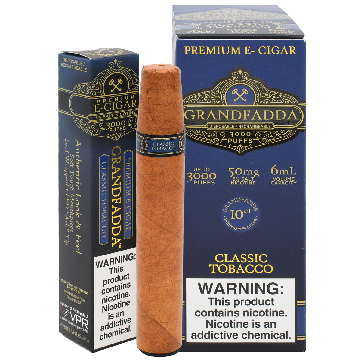 10-Pack Premium Classic Tobacco Cigar Vape Packaging