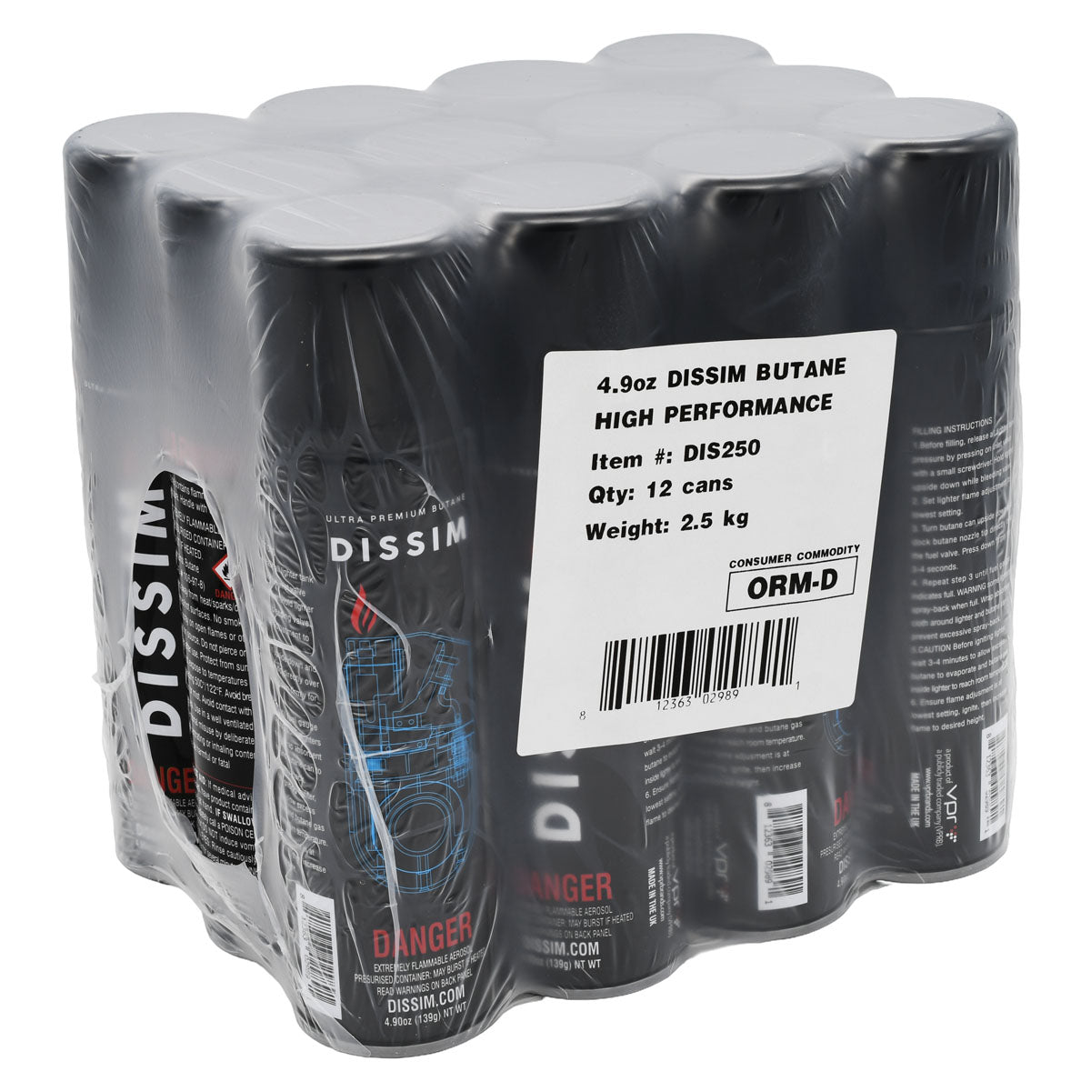 4.9OZ Dissim Ultra-Premium Butane Lighter Fuel (12 Cans)