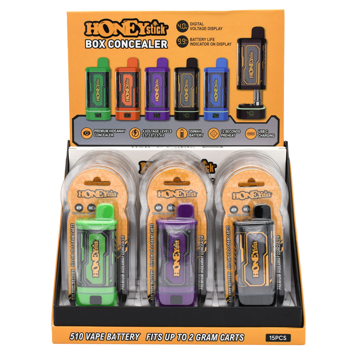 HoneyStick BOX Cart Pen Battery 15PCS POP