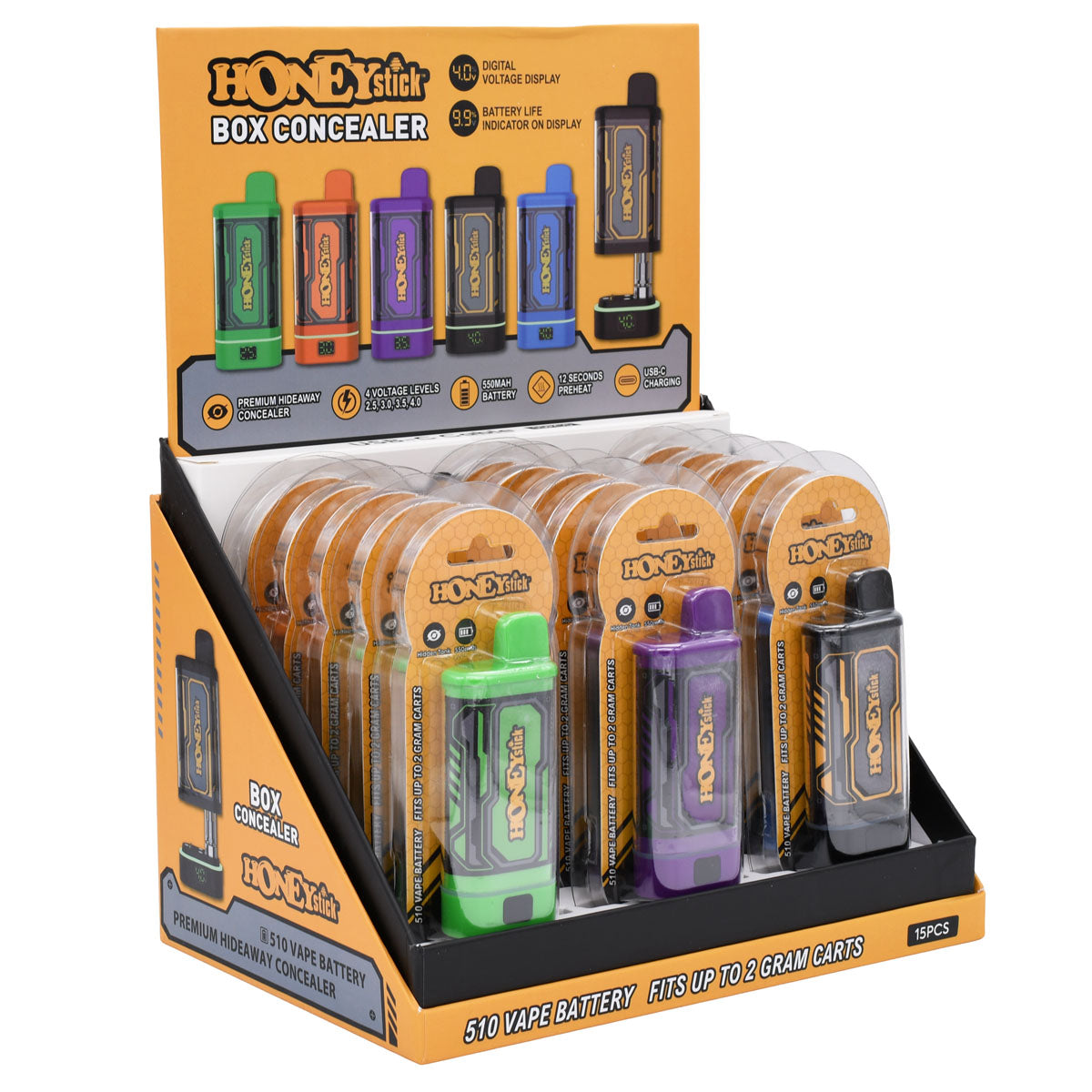 HoneyStick BOX Cart Pen Battery 15PCS POP