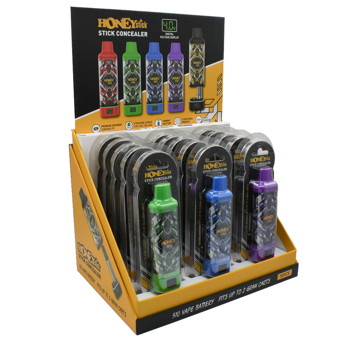 HoneyStick Cart Pen Vape Concealer - 15PCS Cart Battery POP