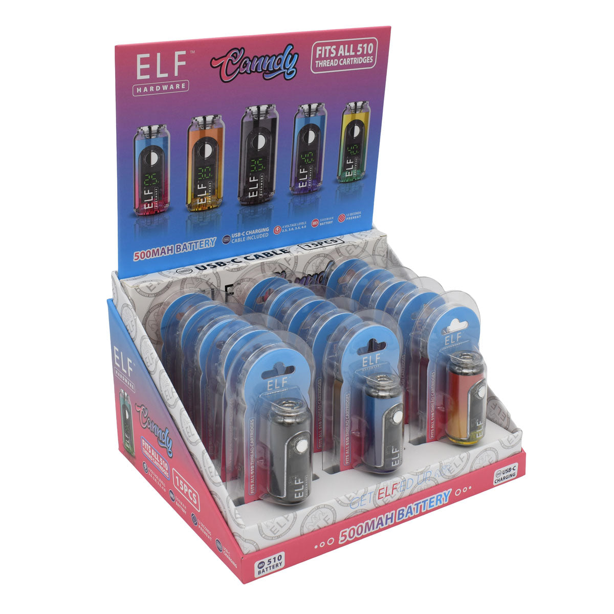 Elf Hardware Canndy 510 Battery 15PCS POP