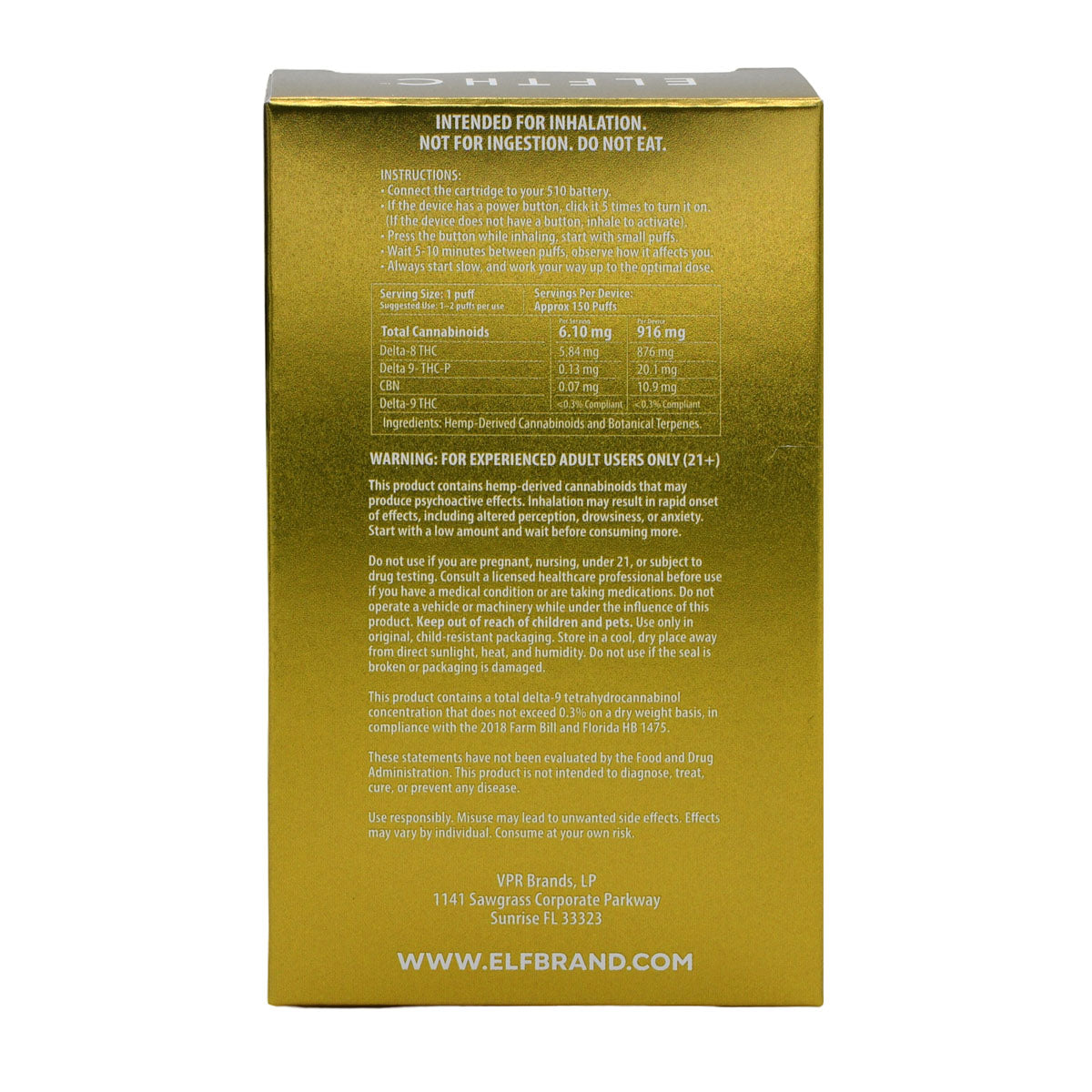 Elf THC 1G Oil Prefilled Cartridges 5 PACK