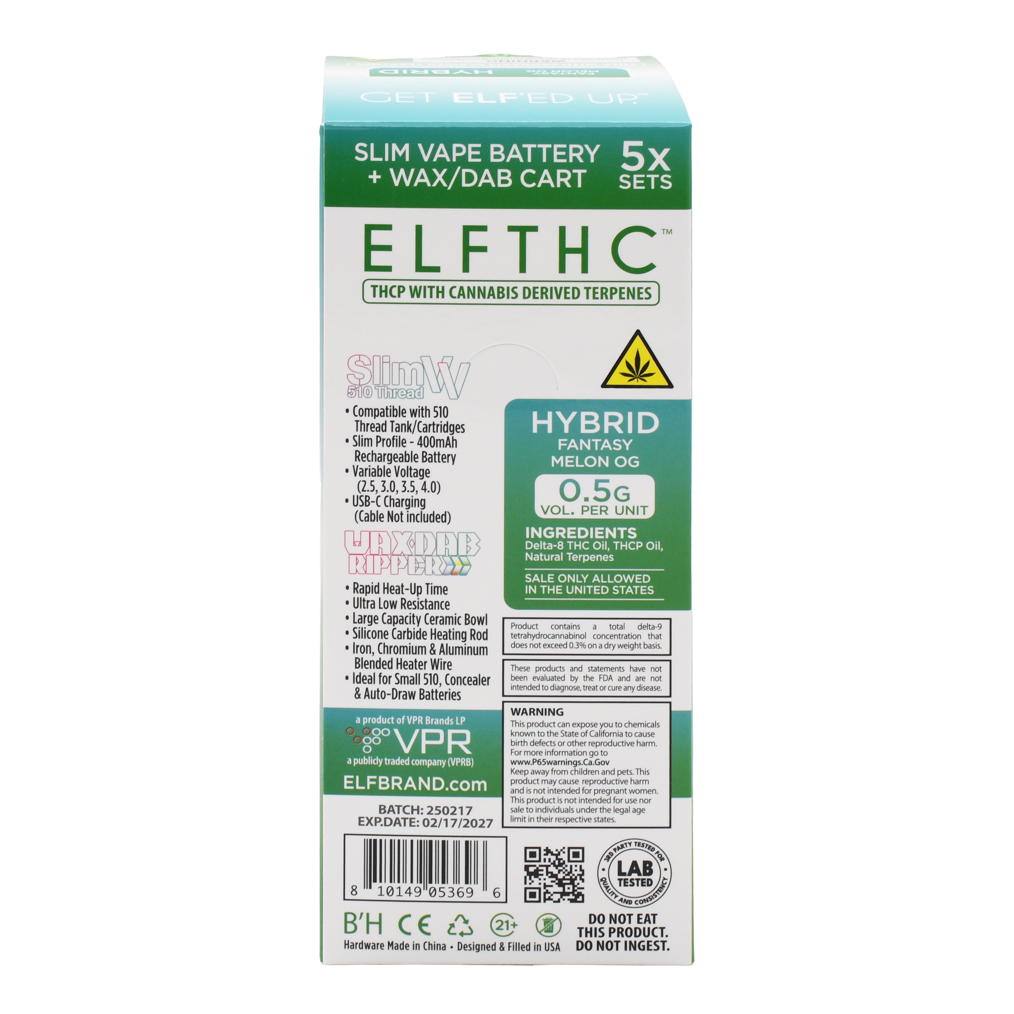 Elf THC Slim VV Dab Pen - 5 PACK