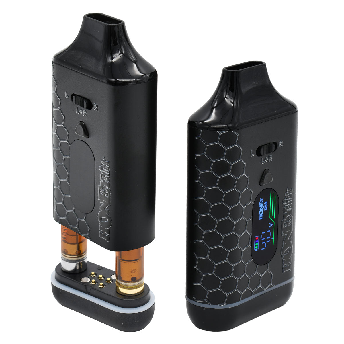 Black side open and active Honeystick DUO VV Cart Pen