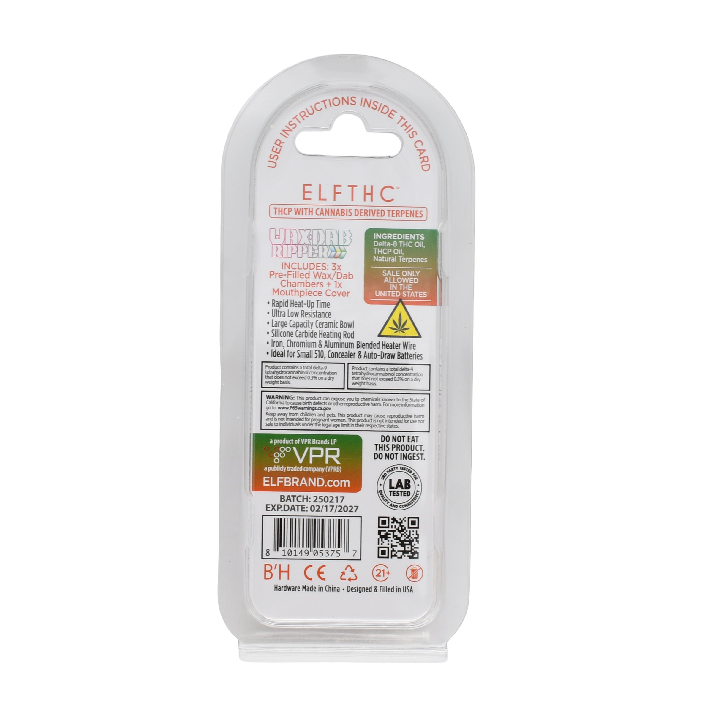 Elf THC Ripper Prefilled Dab Cartridge - 5 PACK