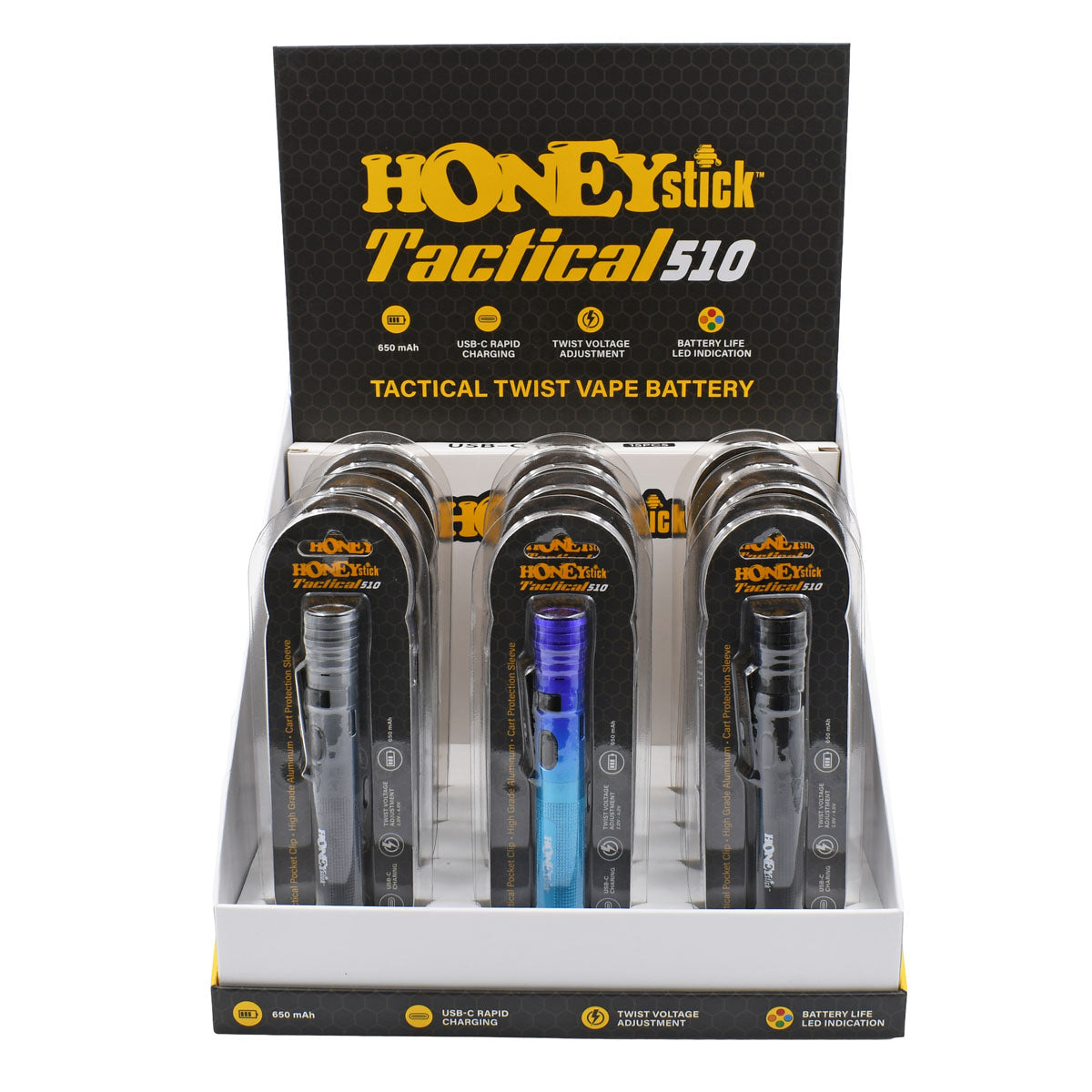 Tactical 510 Twist VV Vape Battery - 15PCS