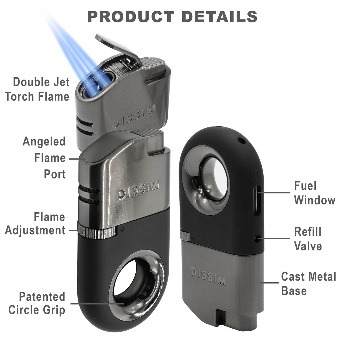 Dissim Inverted Torch Lighter (Dual Jet)