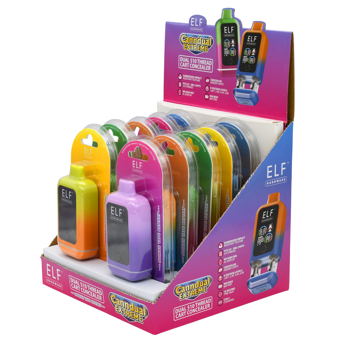 Elf Canndual Extreme - Conceal Dual 510 Cart Battery 10 PCS POP
