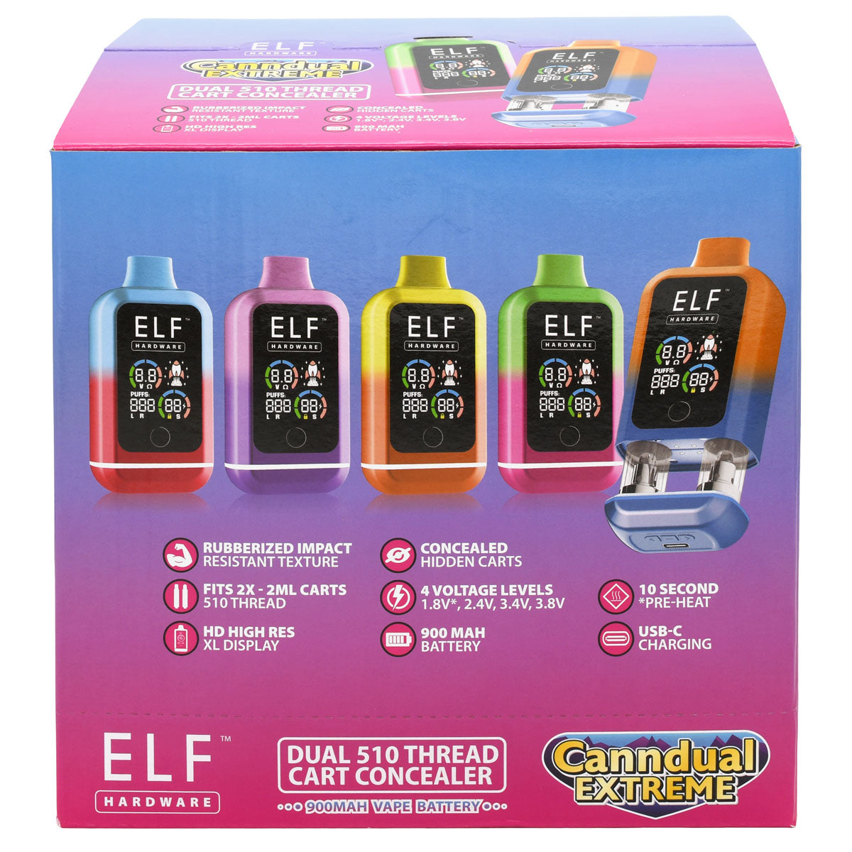 Elf Canndual Extreme - Conceal Dual 510 Cart Battery 10 PCS POP