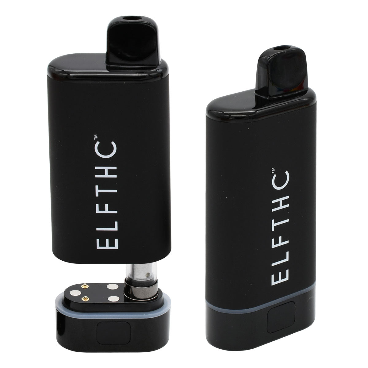 Elf THC Cartridge Battery Open and Closed - Black
