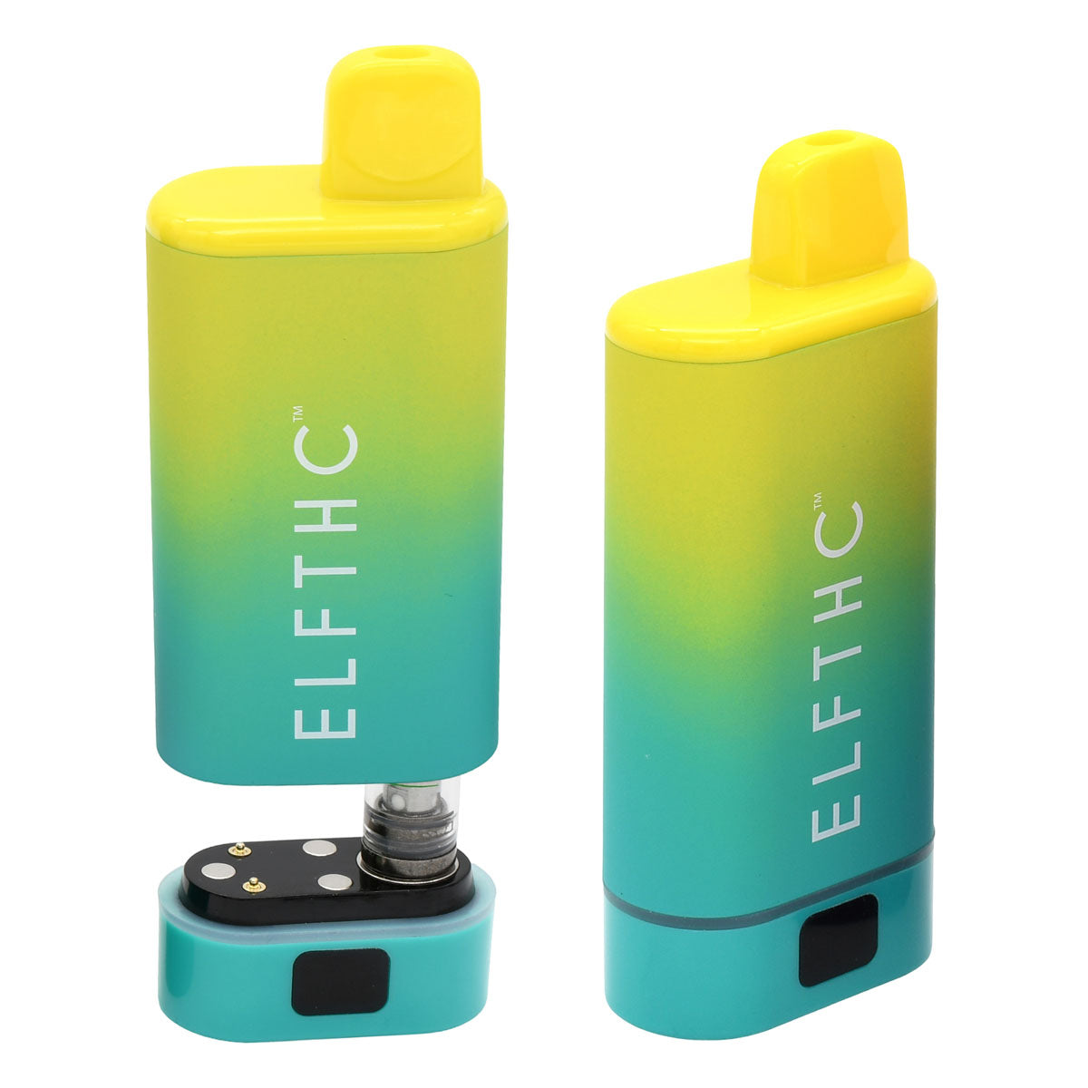 Elf THC Cartridge Battery Open & Closed - Yellow / Green