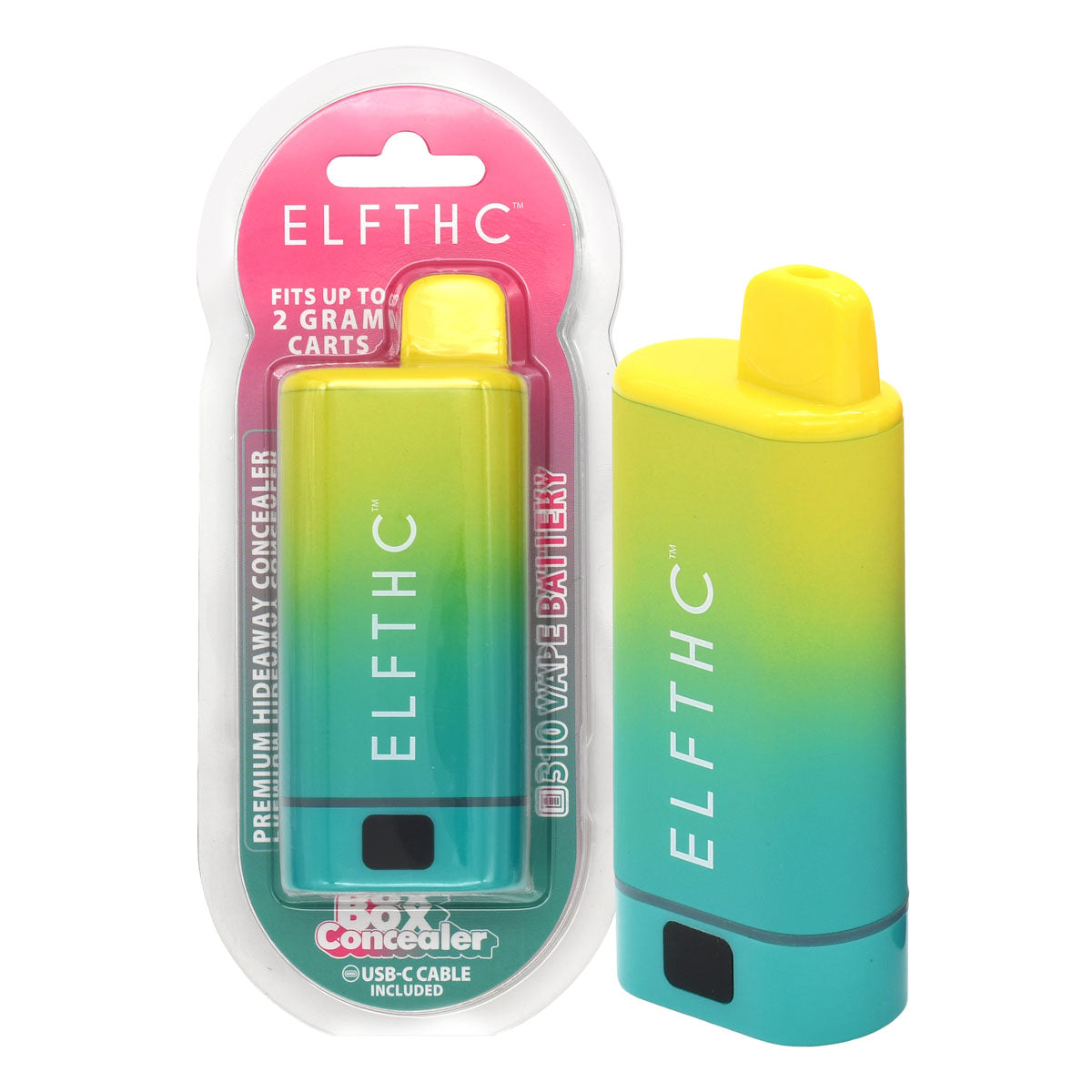 Elf THC Cartridge Battery Packaging - Yellow / Green
