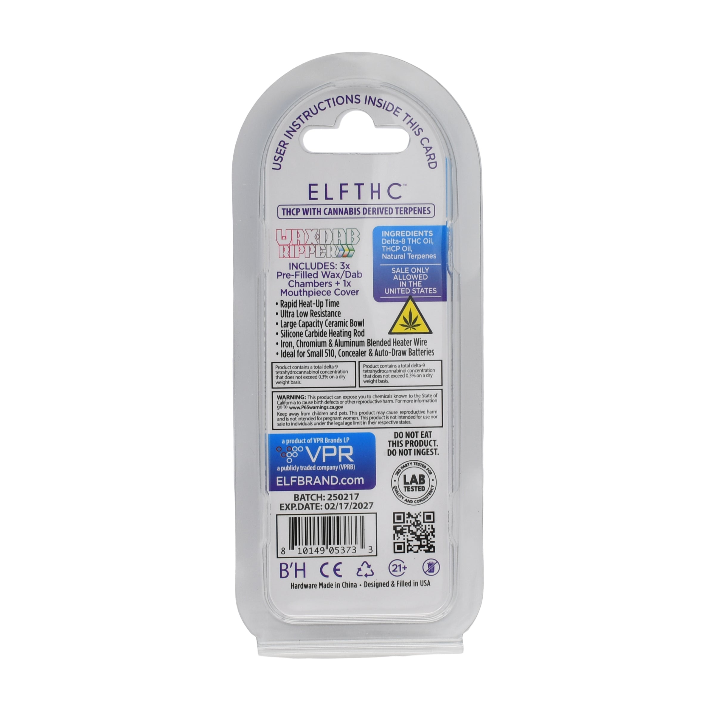 Elf THC Ripper Prefilled Dab Cartridge - 5 PACK