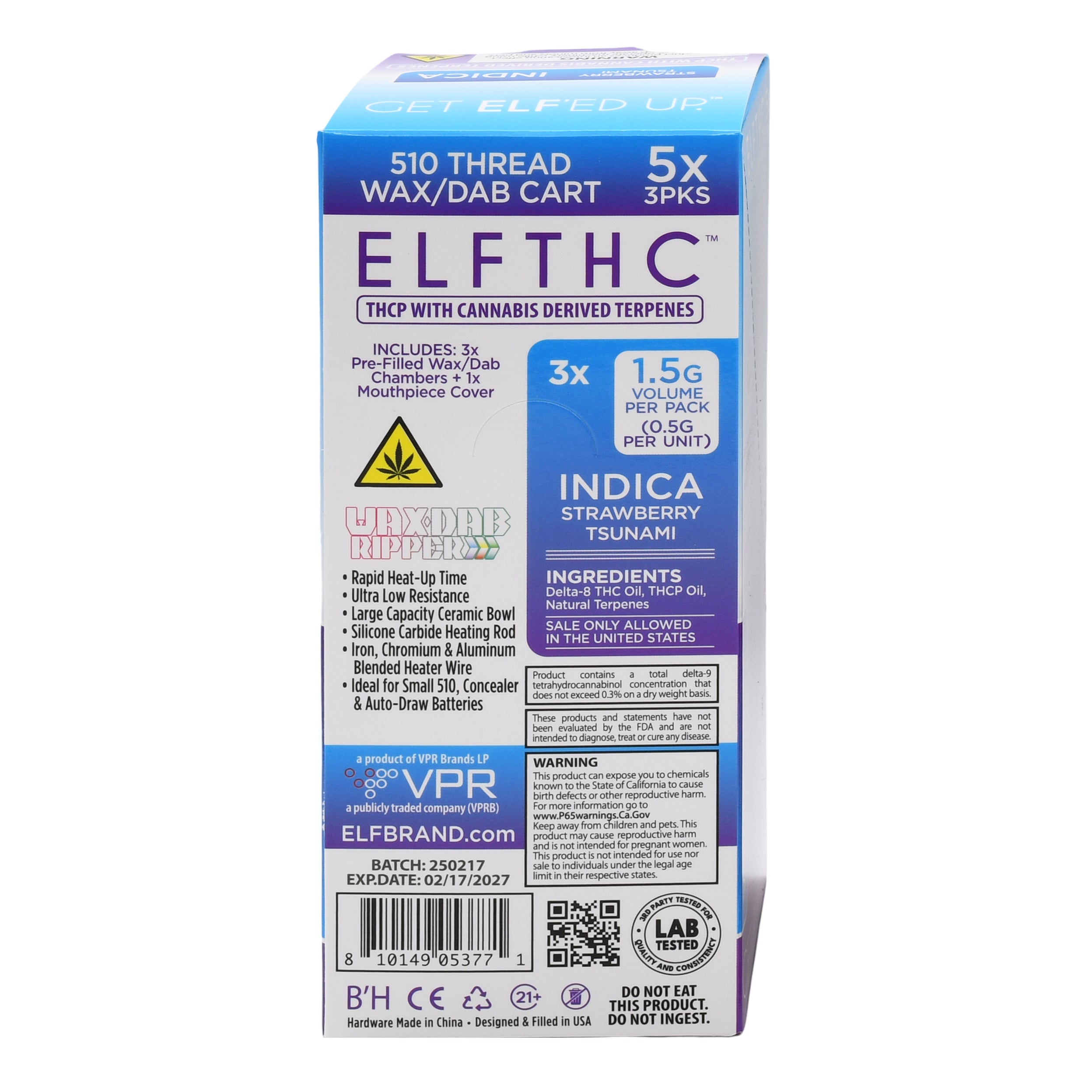 Elf THC Ripper Prefilled Dab Cartridge - 5 PACK