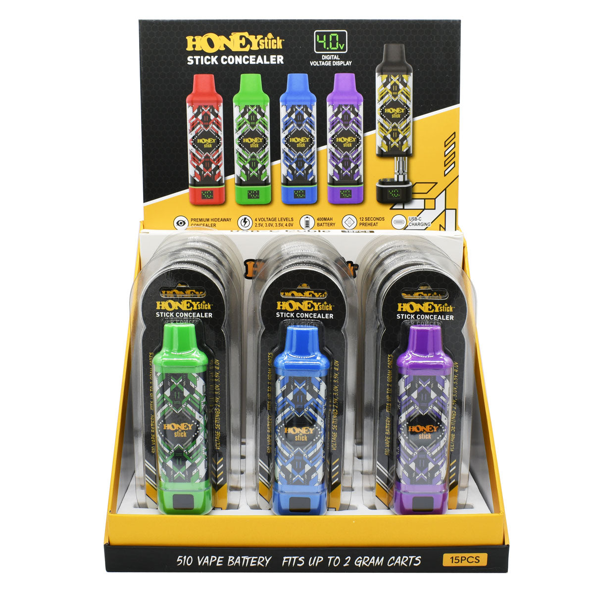 HoneyStick Cart Pen Vape Concealer - 15PCS Cart Battery POP