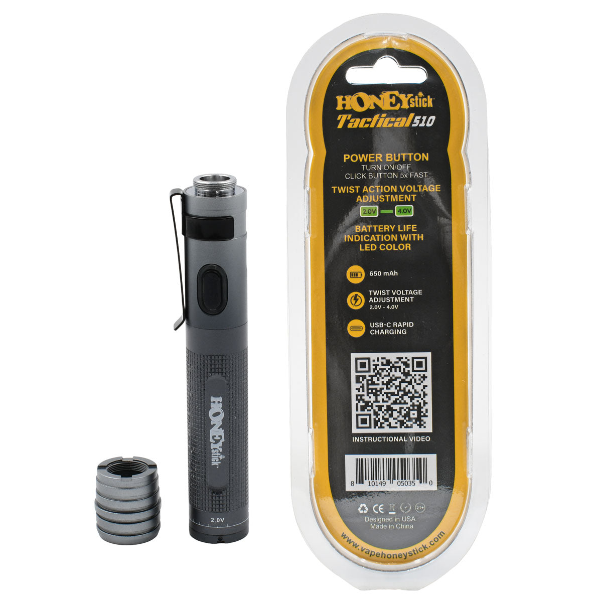 Tactical 510 Twist VV Vape Battery - 15PCS