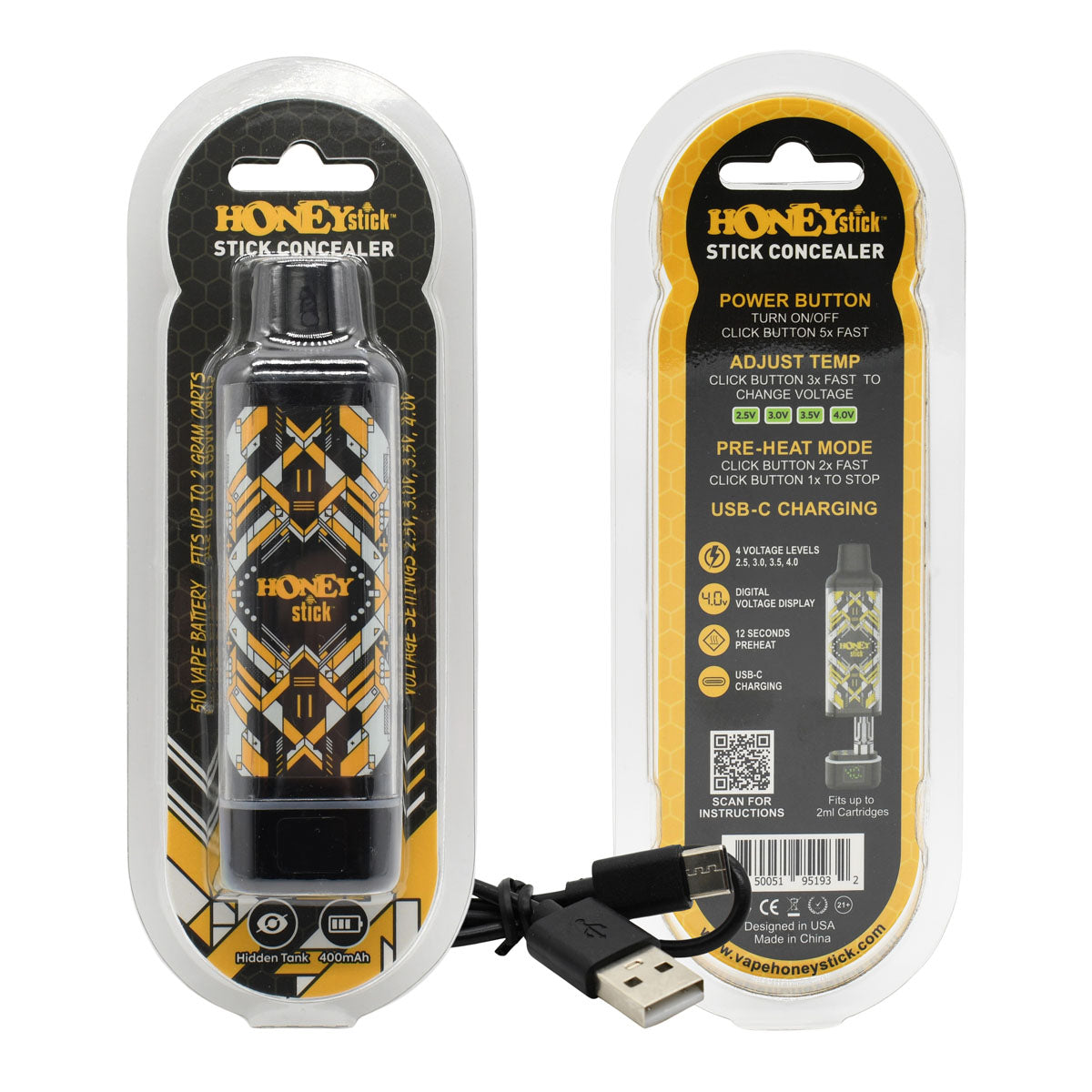 HoneyStick Cart Pen Vape Concealer - 15PCS Cart Battery POP