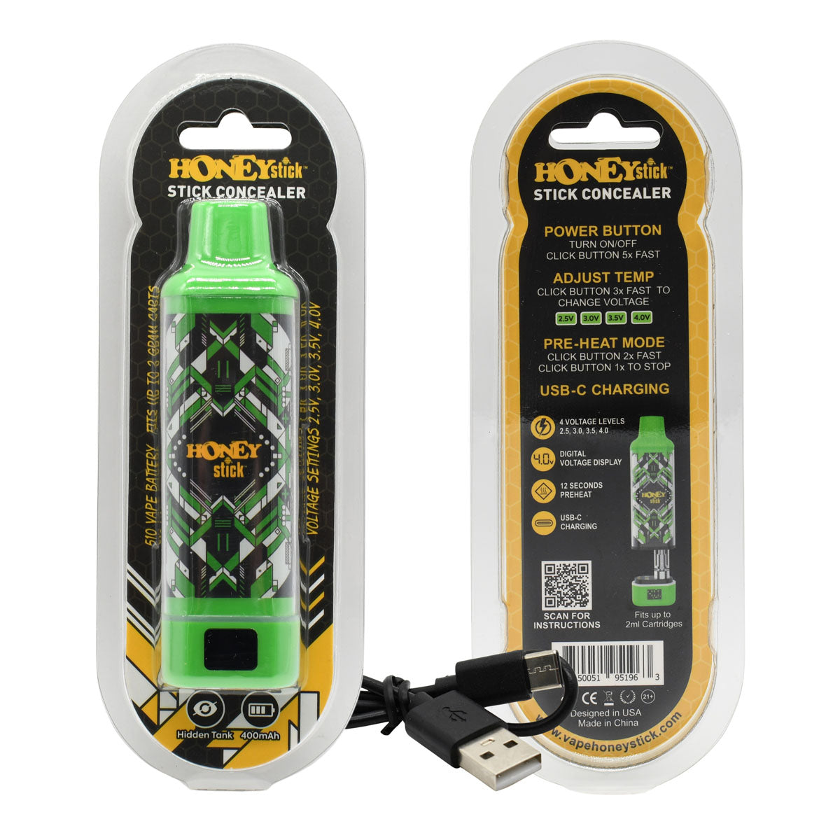 HoneyStick Cart Pen Vape Concealer - 15PCS Cart Battery POP