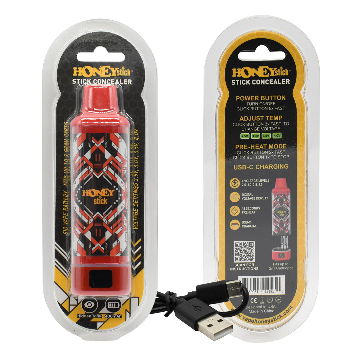 HoneyStick Cart Pen Vape Concealer - 15PCS Cart Battery POP