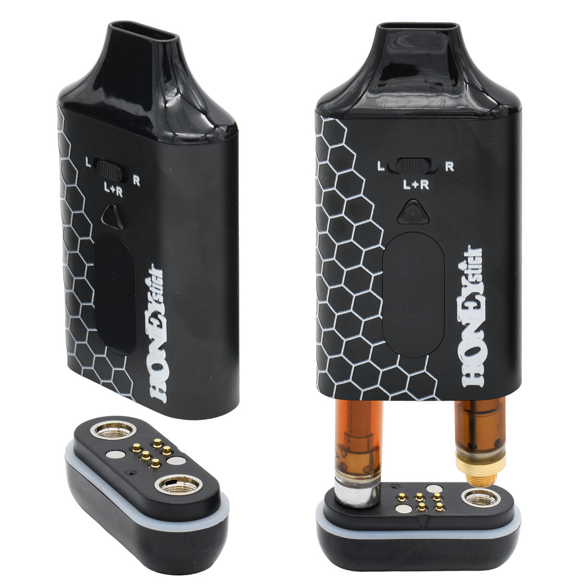 Silver side open and with two carts - Honeystick DUO VV Cart Pen