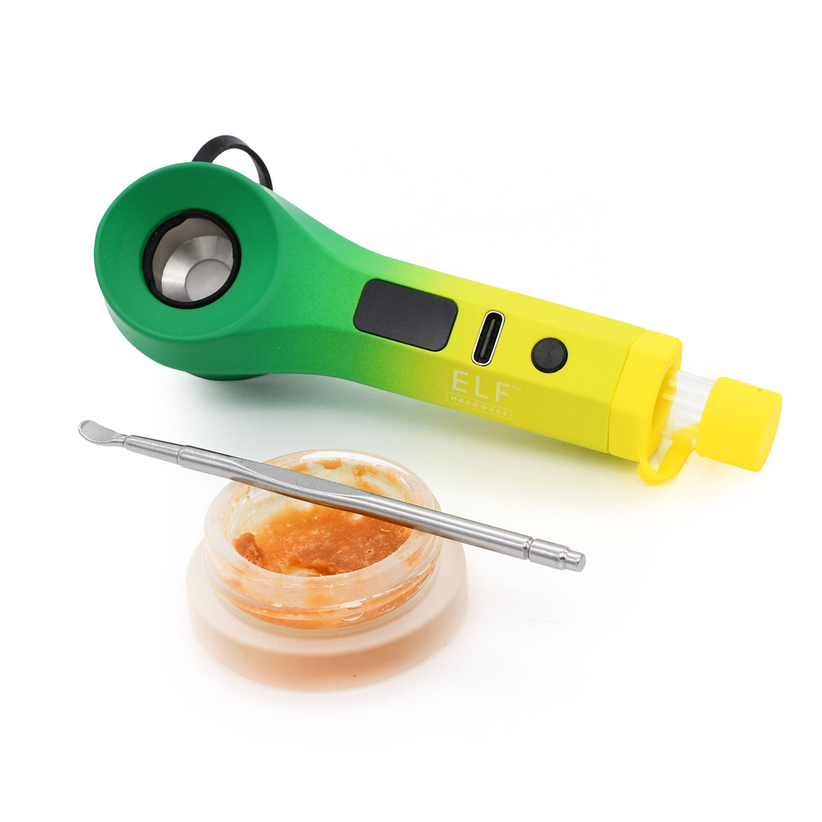 Green/Yellow CannDub Vape Pipe for Wax